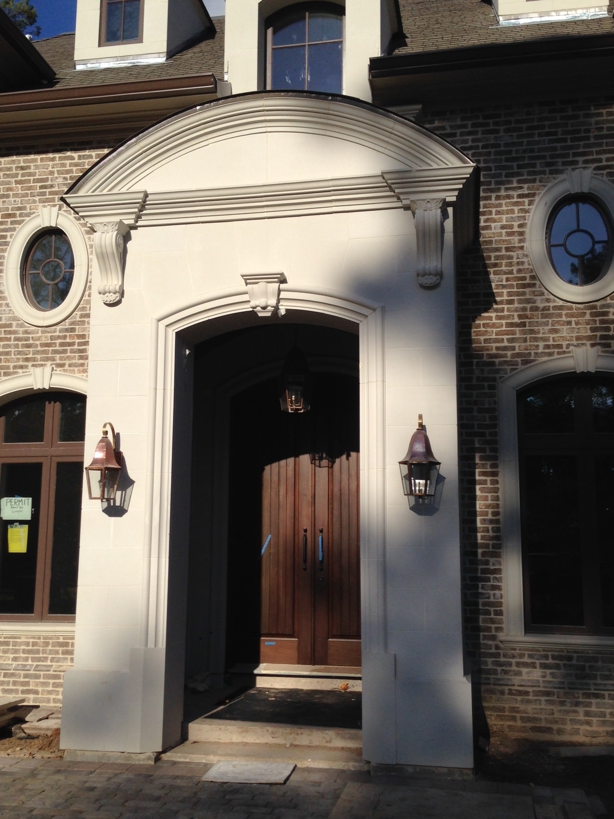 Skilled craftsman working with architectural cast stone
